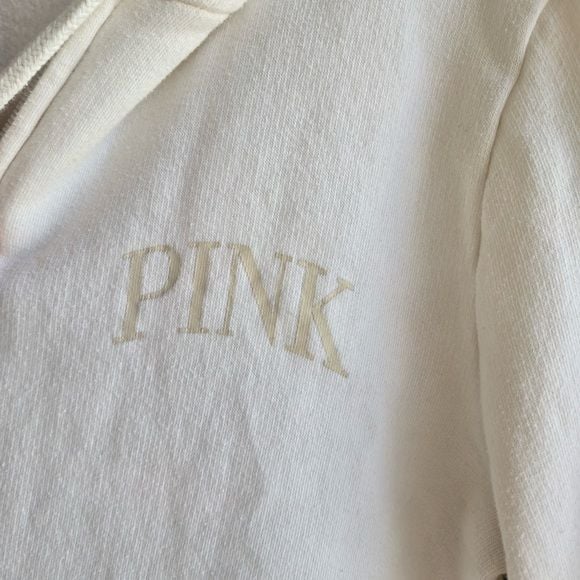 Victoria’s Secret PINK White Zip Hoodie | Love Pink Logo | Size Small 6