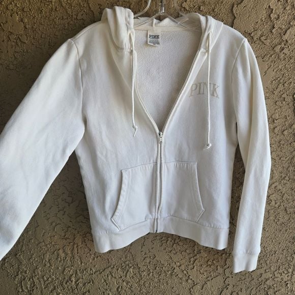 Victoria’s Secret PINK White Zip Hoodie | Love Pink Logo | Size Small 11