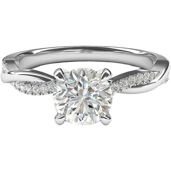 Sterling Silver Twisted Vine Simulated 1.0 CT Diamond Ring 2