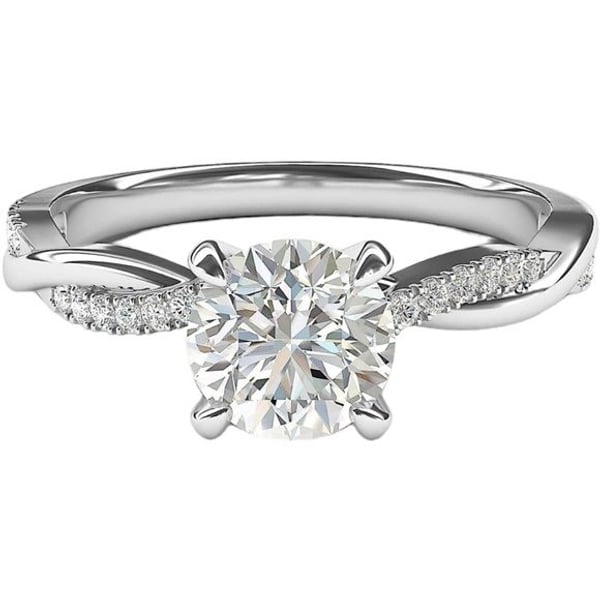 Sterling Silver Twisted Vine Simulated 1.0 CT Diamond Ring