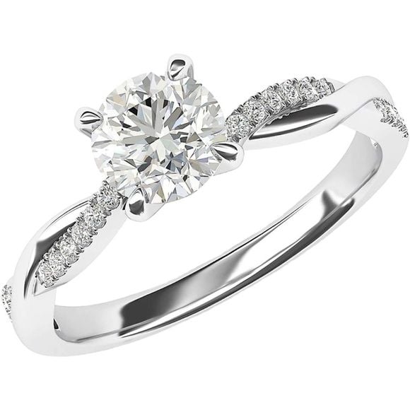 Sterling Silver Twisted Vine Simulated 1.0 CT Diamond Ring 4