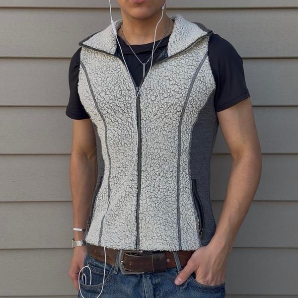 Kuhl Women's Sherpa Hiking Fleece Vest - Gray & Cream - Size S