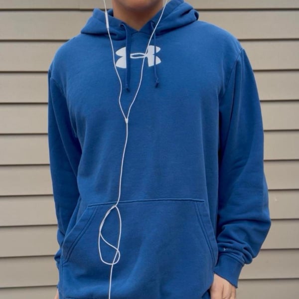 Under Armour Essential Logo Hoodie - Blue, Loose Fit, Size Large