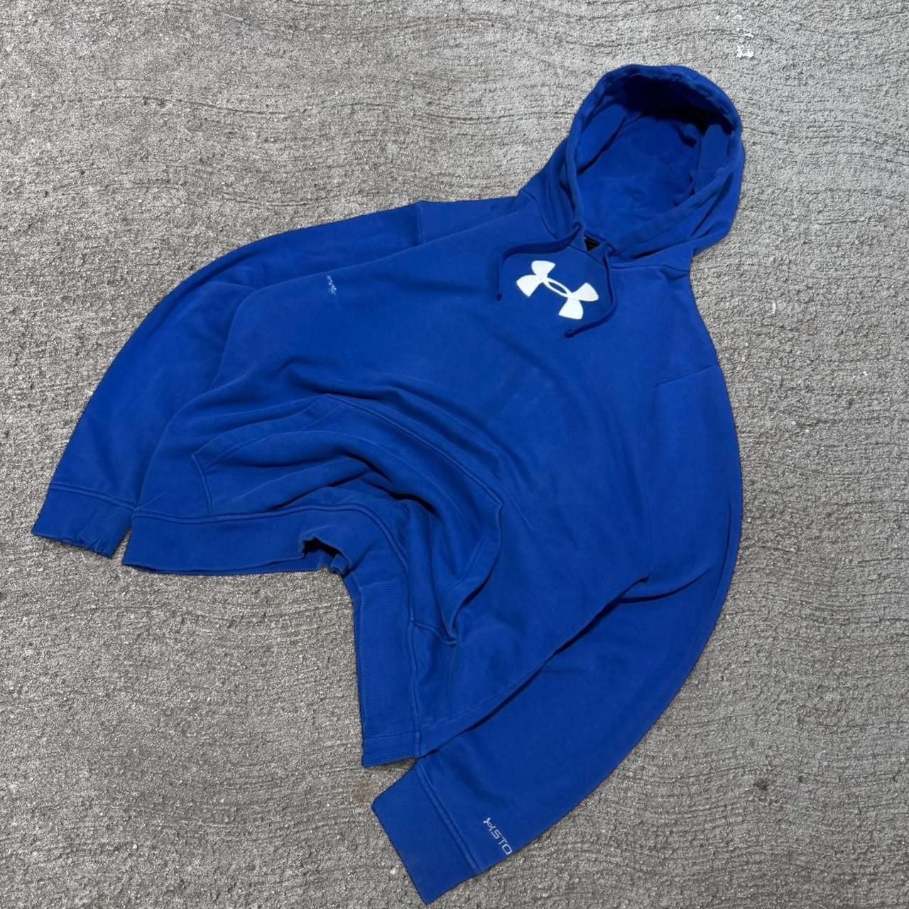 Under Armour Essential Logo Hoodie - Blue, Loose Fit, Size Large 3