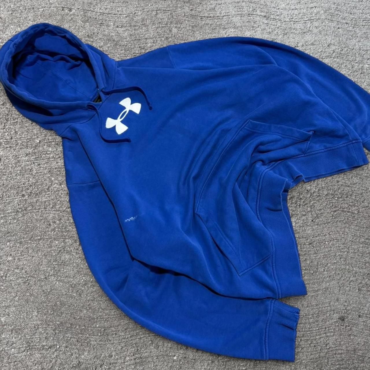 Under Armour Essential Logo Hoodie - Blue, Loose Fit, Size Large 7