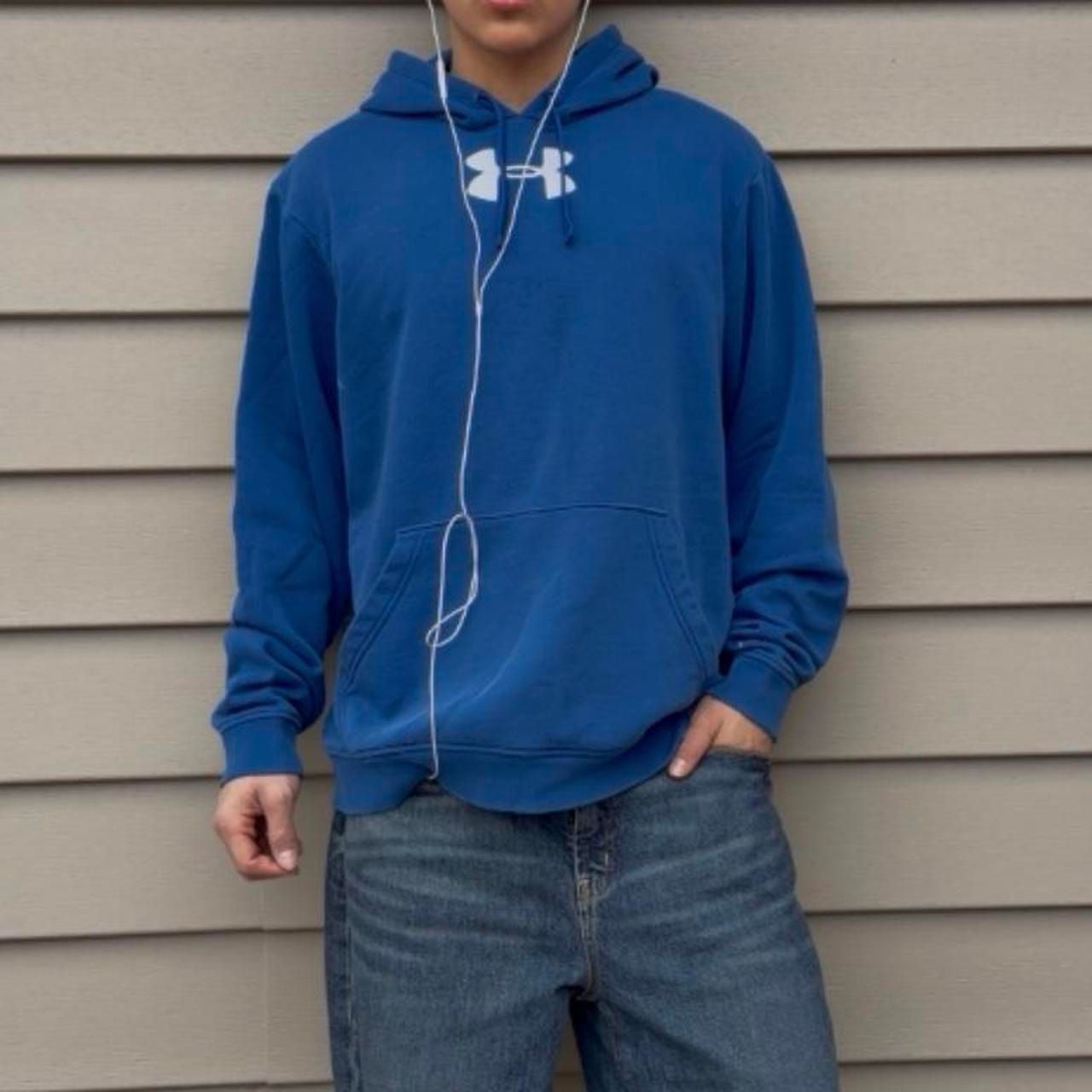 Under Armour Essential Logo Hoodie - Blue, Loose Fit, Size Large 8