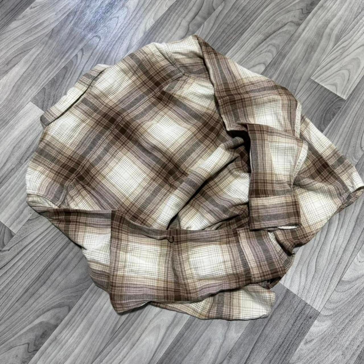 George Brown Striped Plaid Flannel Button Up Shirt - Old Money Style - Size L 3