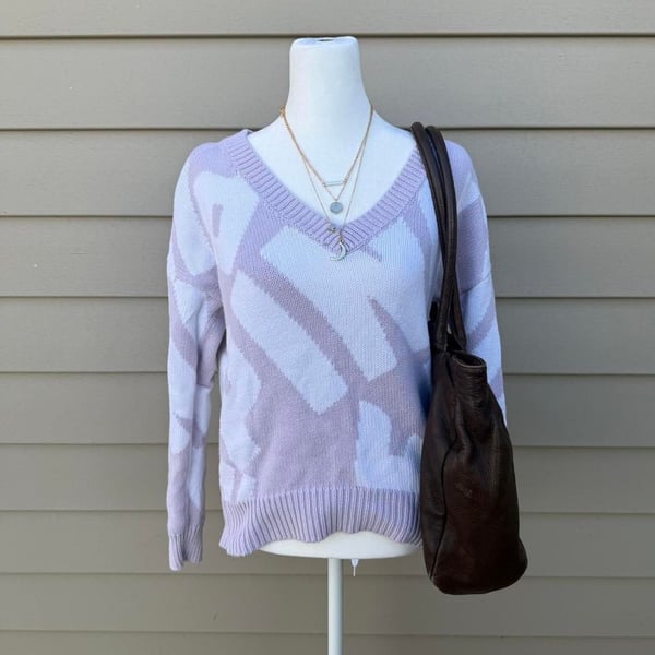 Vintage Y2K Victoria's Secret PINK Logo Knit Sweater, Lavender, XS