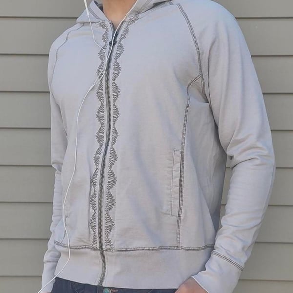 Aventura Floral Striped Cropped Zip-Up Hoodie Grey Size M