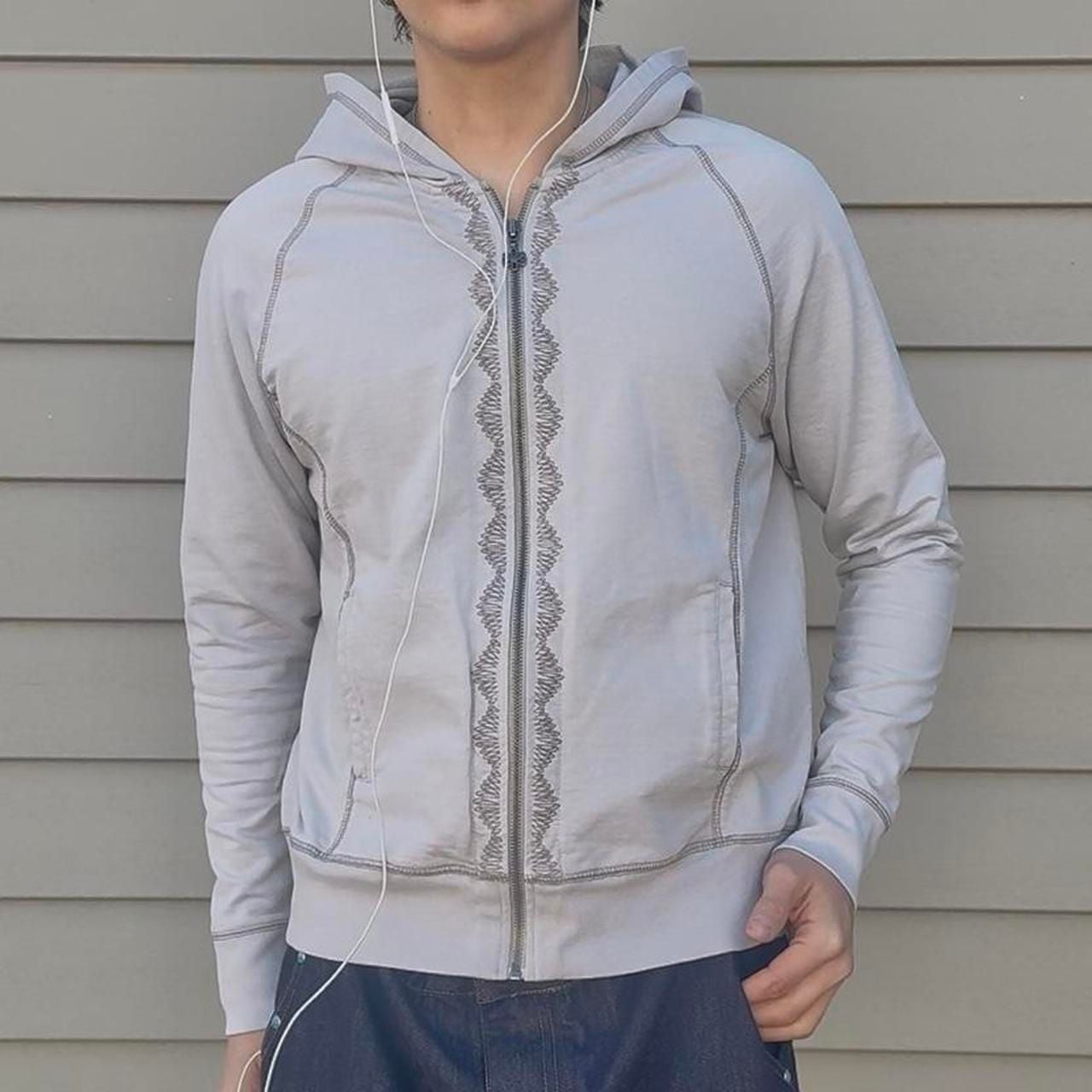 Aventura Floral Striped Cropped Zip-Up Hoodie Grey Size M 7