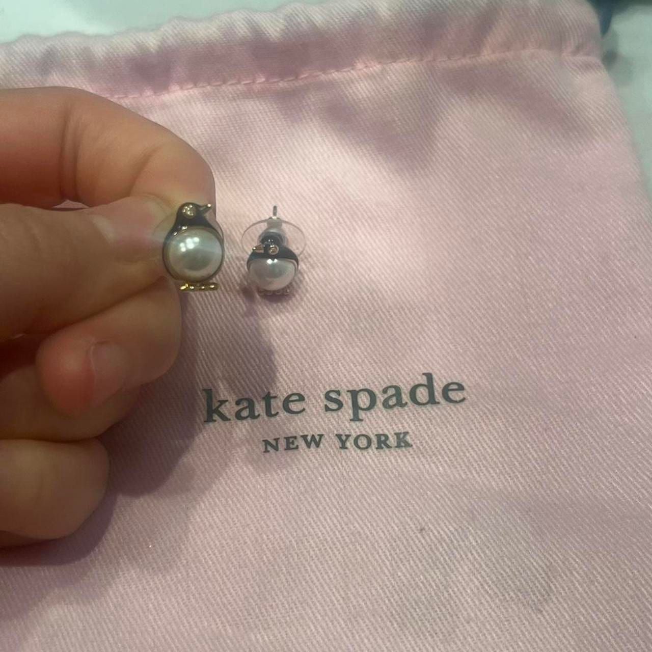 Kate Spade New York Penguin Faux Pearl Stud Earrings - Like New with Dust Bag 1