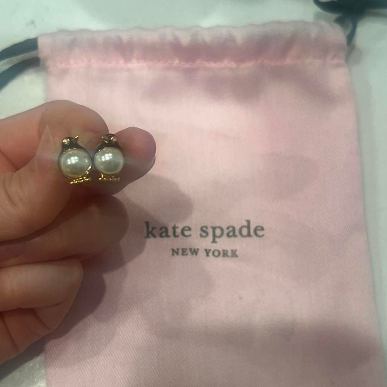 Kate Spade New York Penguin Faux Pearl Stud Earrings - Like New with Dust Bag 2
