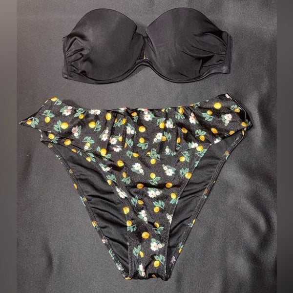 Victoria's Secret Black Floral Bikini Set