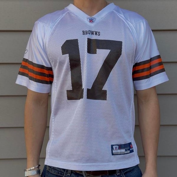 Vintage Reebok Cleveland Browns Braylon Edwards #17 Jersey, White, Youth L / Adult S