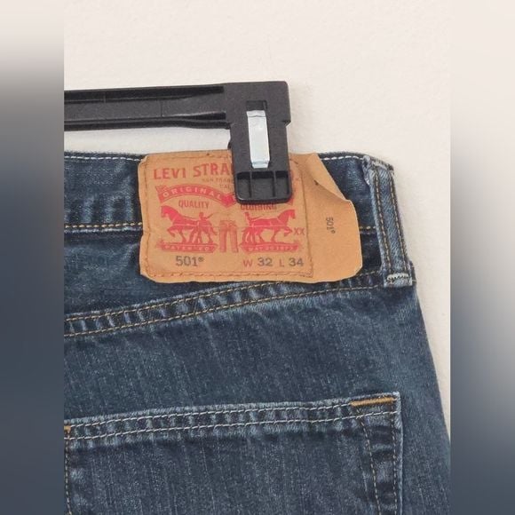 Levi’s 501 Original Button Fly Jeans W32 L34 Dark Wash Denim 8