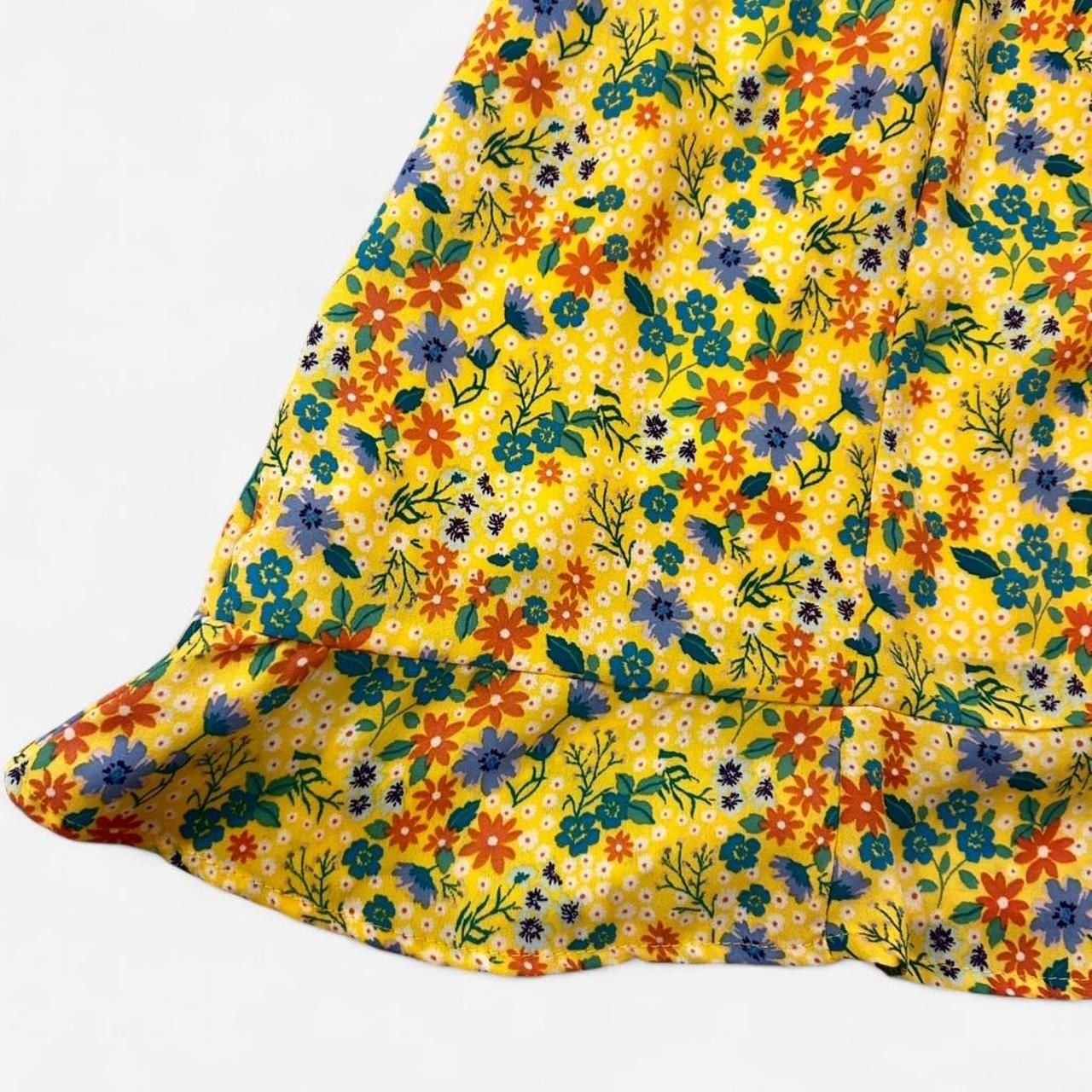Sienna Sky Yellow Floral Mini Dress, Flutter Sleeve, Smocked Back, Size S 7