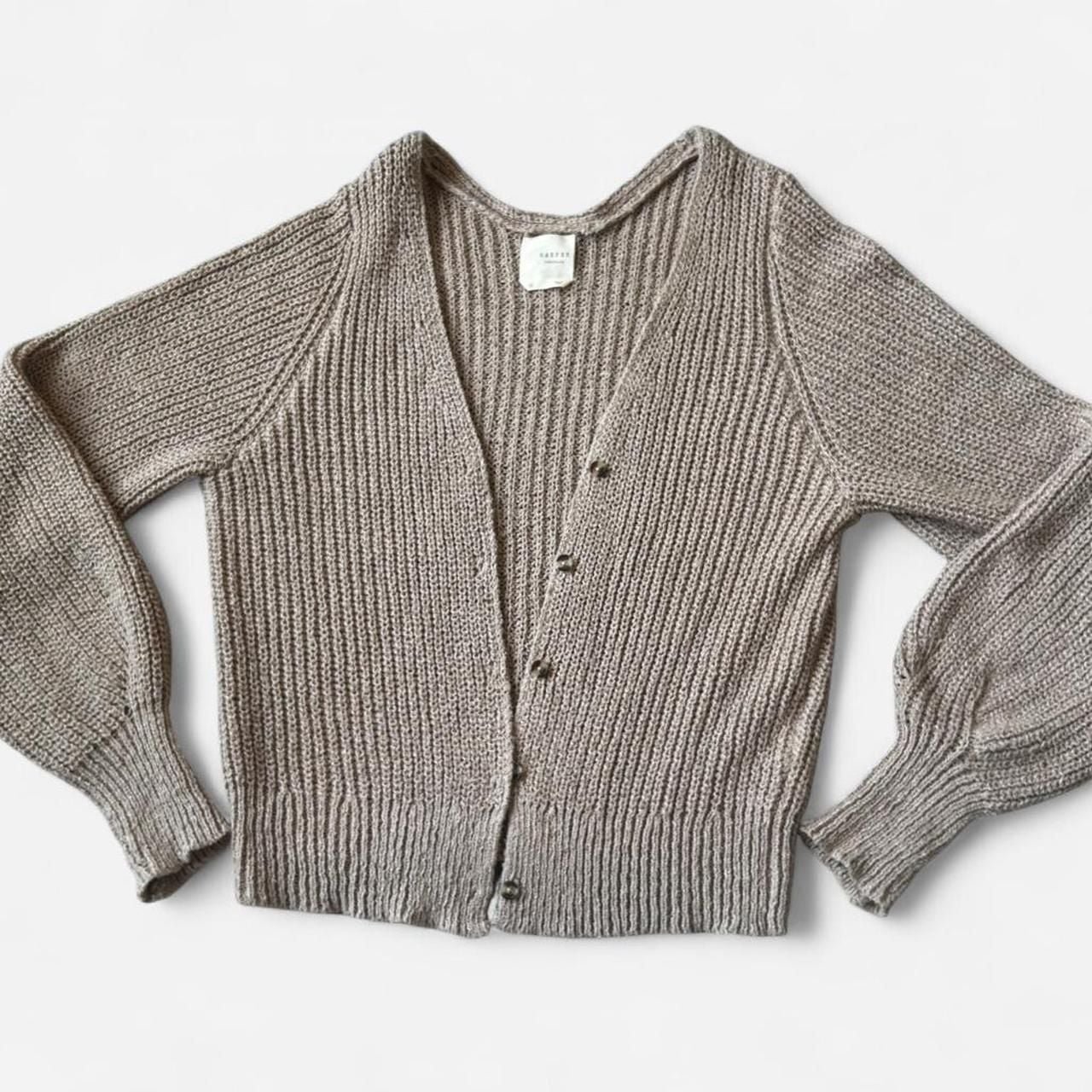 Harper Heritage Chunky Cropped Cardigan in Sandcastle, Size M 2