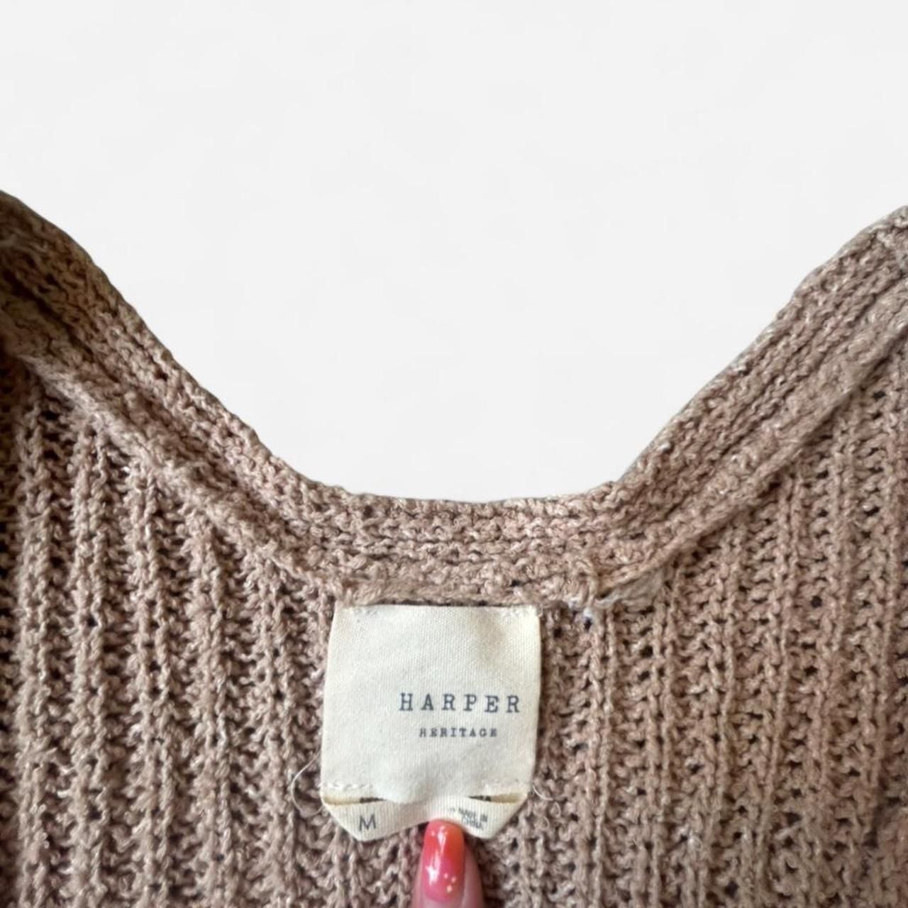 Harper Heritage Chunky Cropped Cardigan in Sandcastle, Size M 3