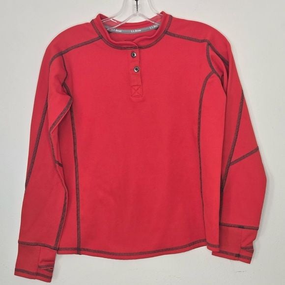 L.L. Bean Vibrant Red Waffle Knit Top 2