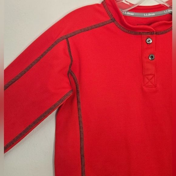L.L. Bean Vibrant Red Waffle Knit Top 6