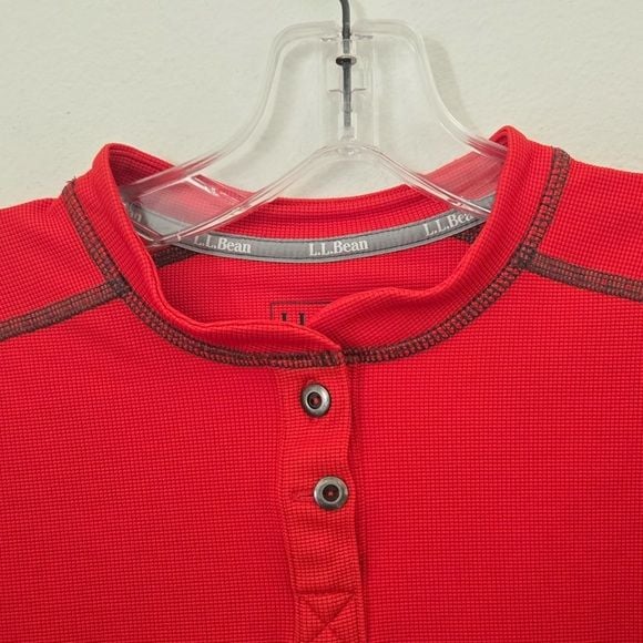 L.L. Bean Vibrant Red Waffle Knit Top 7
