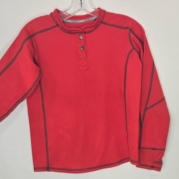 L.L. Bean Vibrant Red Waffle Knit Top 13