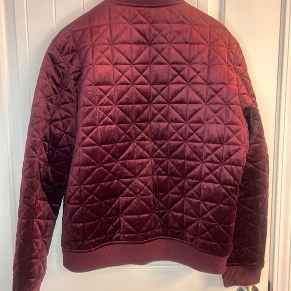 Paulo Solari Quilted Velvet Bomber Jacket Burgundy M 3