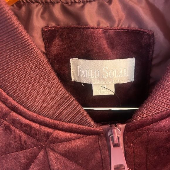 Paulo Solari Quilted Velvet Bomber Jacket Burgundy M 4