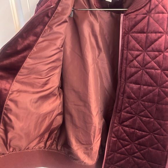 Paulo Solari Quilted Velvet Bomber Jacket Burgundy M 5