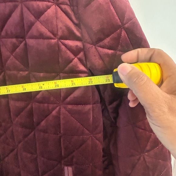 Paulo Solari Quilted Velvet Bomber Jacket Burgundy M 6