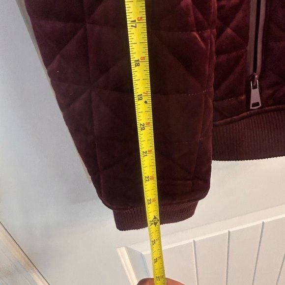 Paulo Solari Quilted Velvet Bomber Jacket Burgundy M 7