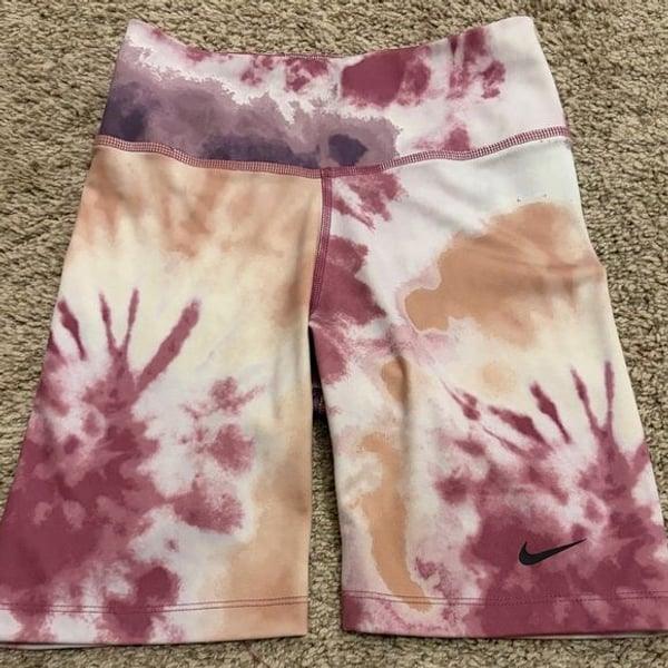 Nike Women's Tie-Dye Bike Shorts - Pink and Tan