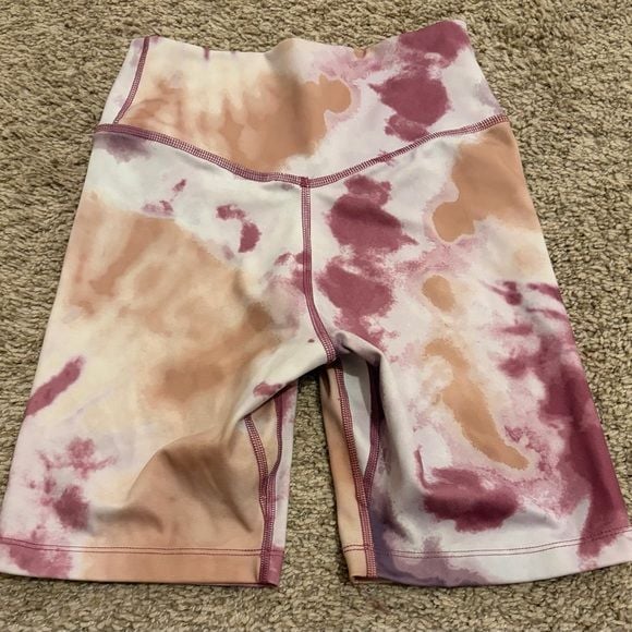 Nike Women's Tie-Dye Bike Shorts - Pink and Tan 4