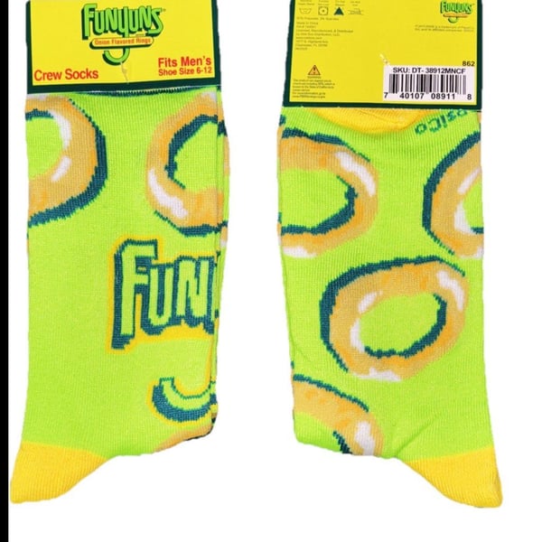 Odd Sox Funyuns Crazy Socks Mens 6-12 Crew Socks Novelty Gift Gag Funny Socks