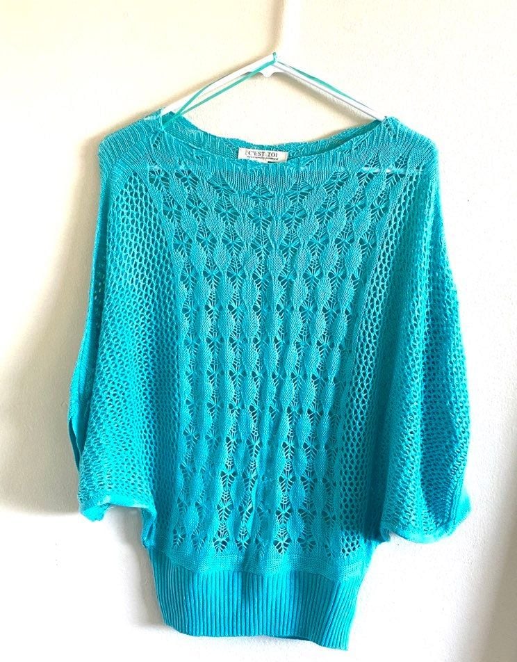 C’est Toi Knit Wing Arm Pullover Top - M 2
