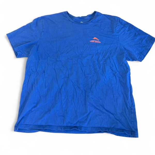 Tommy Bahama Blue Graphic T-Shirt, Cask And You Shall Receive, Size XXL