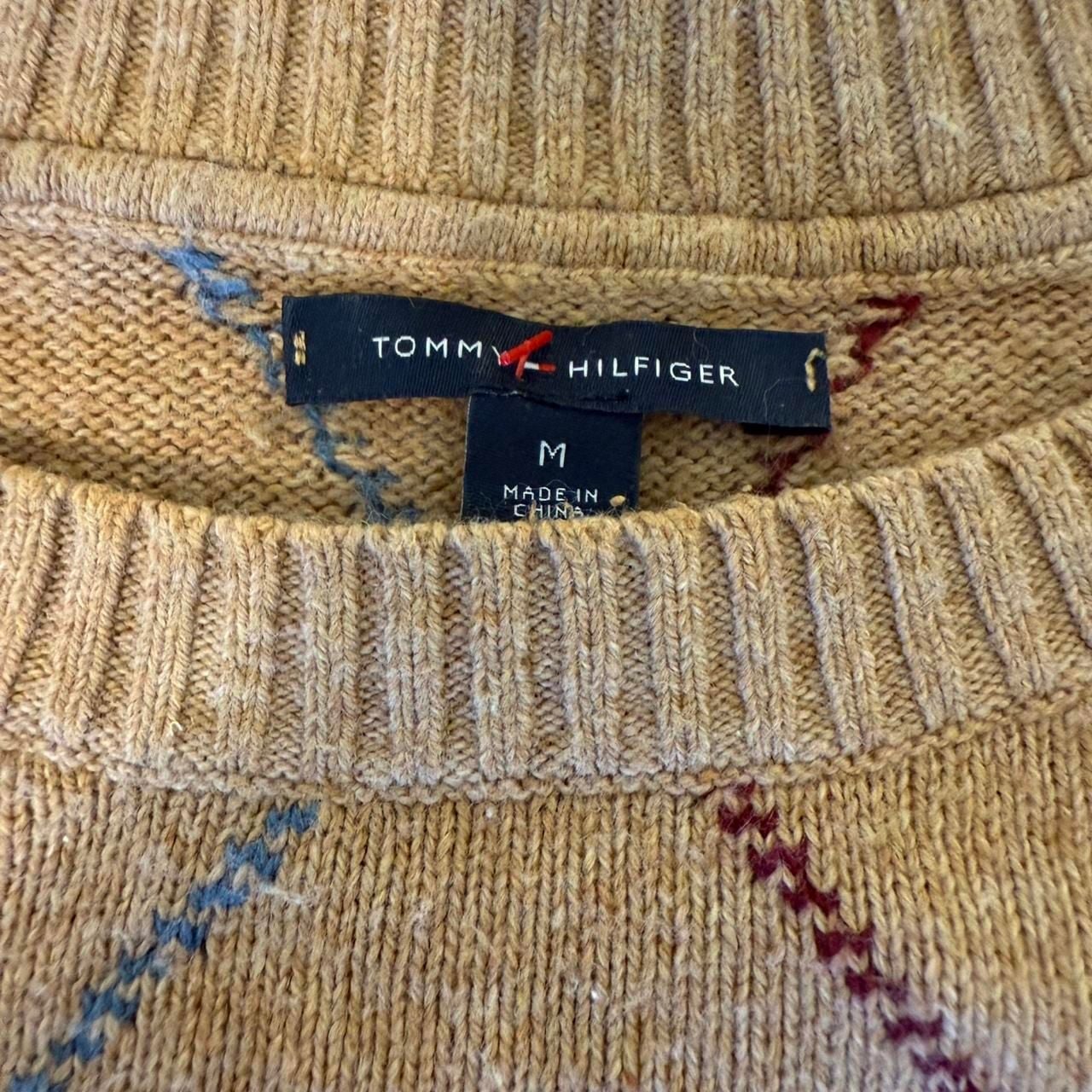 Tommy Hilfiger Tan Argyle Knit Sweater, Women's Size M - Fall Essential 3
