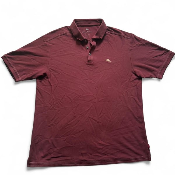 Tommy Bahama Maroon Short Sleeve Polo Shirt, Men's Size XL - Preppy Golf Top