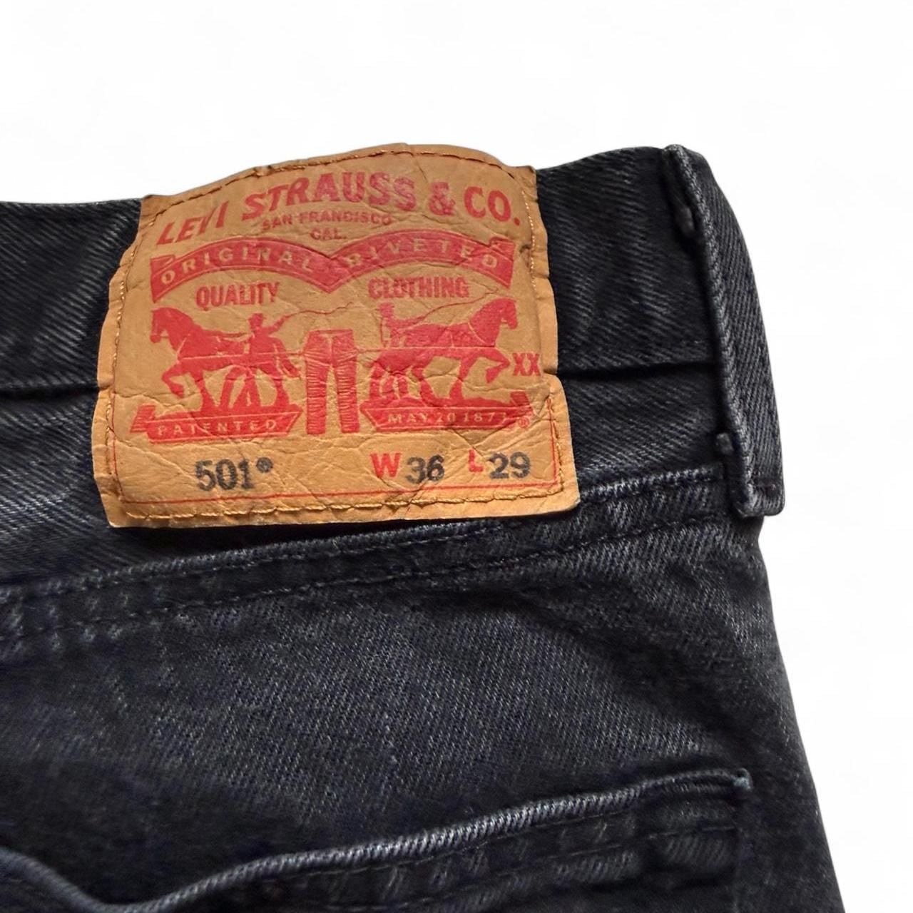 Vintage Levi's 501 Original Fit Black Denim Jeans 36x29 4
