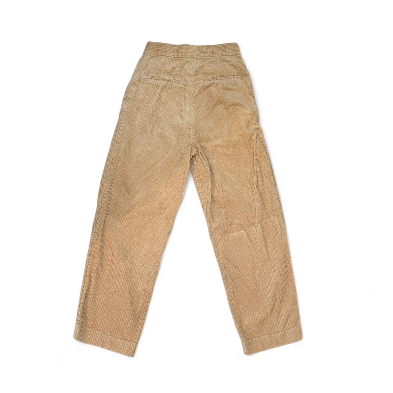 H&M Tan Corduroy Trousers - High-Waisted Pleated Pants, Women's Size 2 3