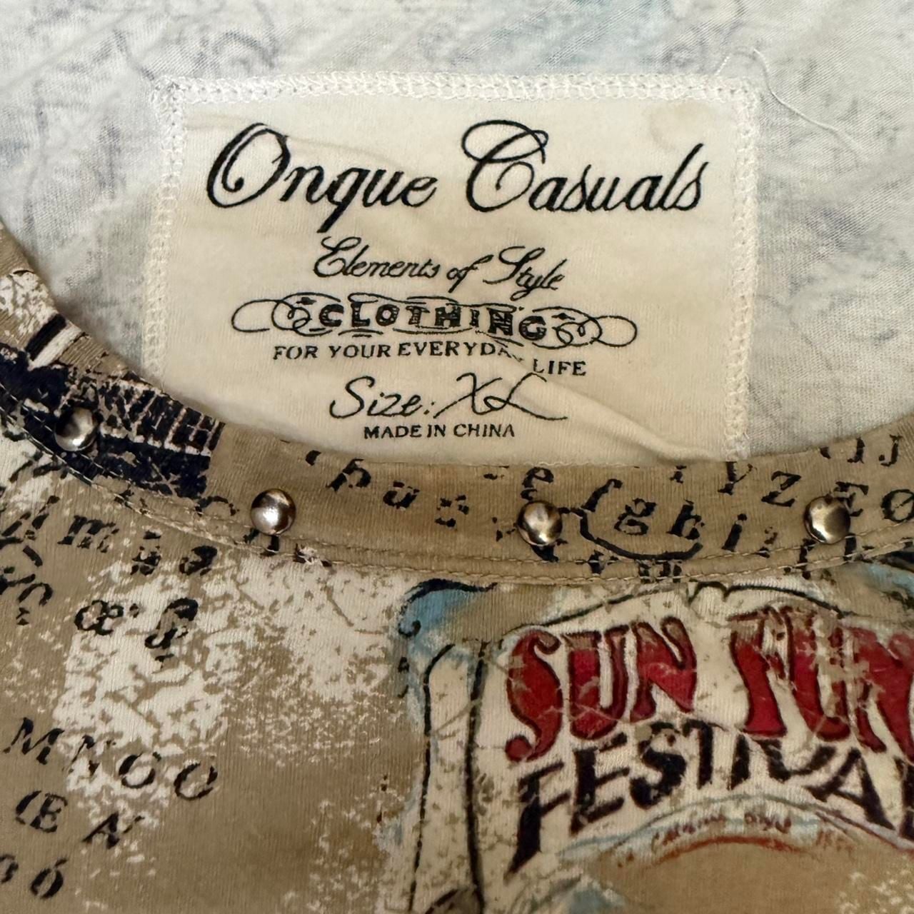 Onque Casuals Graphic Print Studded Crop Top, Size XL — Festival Vibes 3