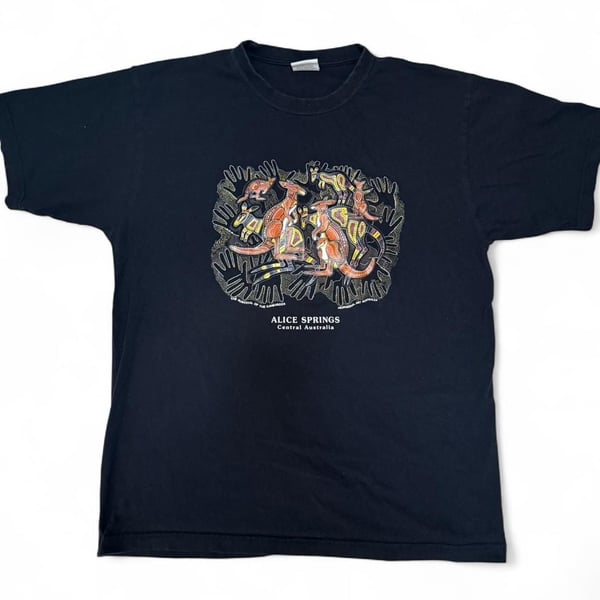 Vintage Alice Springs Australia Aboriginal Art T-Shirt - Black - Size XL
