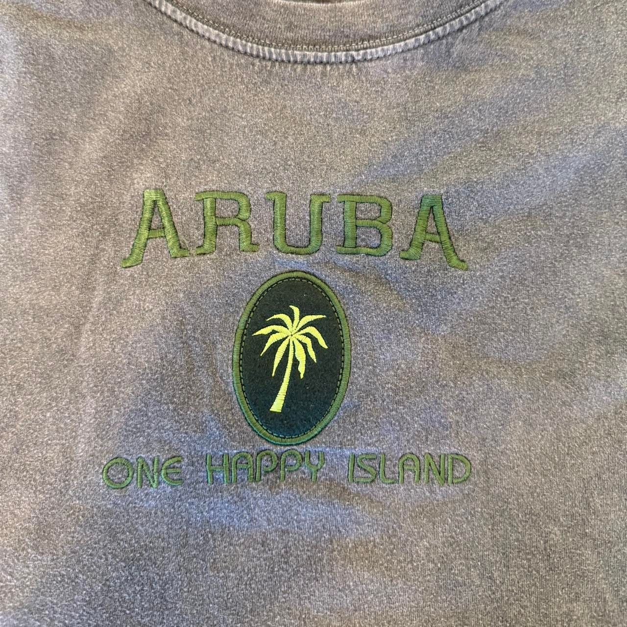 Vintage Aruba Graphic T-Shirt, Y2K Palm Tree Souvenir Tea - Size L 3