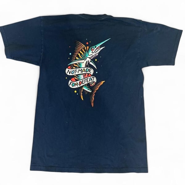 Dark Seas Navy Blue Marlin Graphic T-Shirt - Men's Size M - Skater Y2K