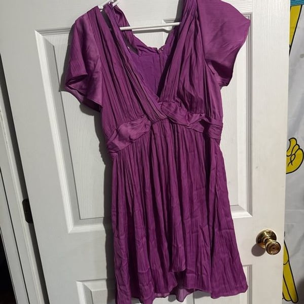 *Anthropologie Vibrant Purple Pleated Dress