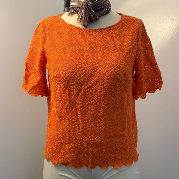 Club Monaco Orange Lace Blouse 2