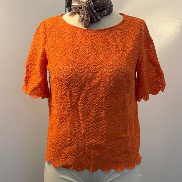 Club Monaco Orange Lace Blouse