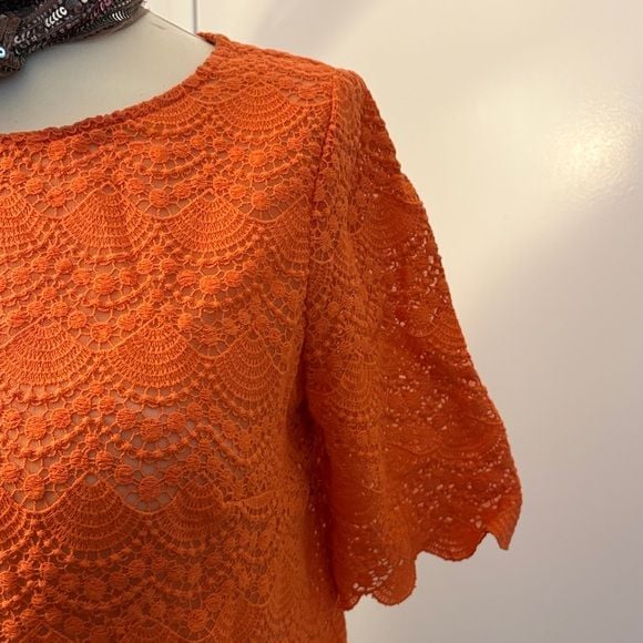 Club Monaco Orange Lace Blouse 4
