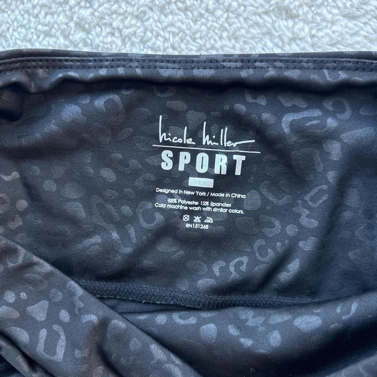 *Nicole Miller Sport Black Leopard Print Leggings with Pockets - Size Large 5
