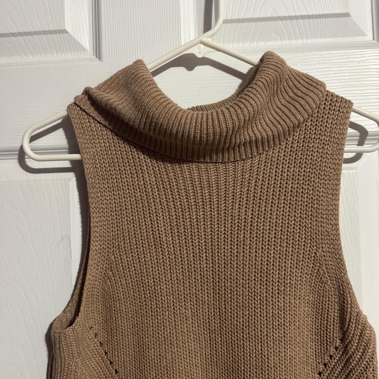 Abercrombie & Fitch Sleeveless Turtleneck Knit Sweater Vest, Tan, Size M 3
